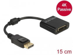 Delock Adapter DisplayPort 1.2-dugós csatlakozó -DVI-csatlakozóhüvely 4K passzív fekete (61023) - aqua