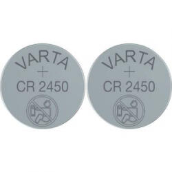 VARTA CR2450 lítium gombelem, 3 V, 560 mA, 2 db, Varta BR2450, DL2450, ECR2450, KCR2450, KL2450, KECR2450, LM2450 - aqua