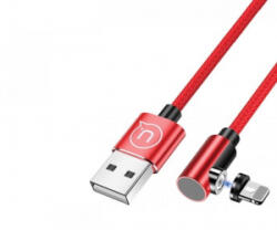 USAMS SJ444USB02 jobb oldalas mágneses Lightning töltőkábel 100cm piros (1337685) (SJ444USB02)