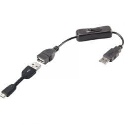 Renkforce USB 2.0 Csatlakozókábel [1x USB 2.0 dugó, A típus - 1x USB 2.0 dugó, mikro B típus] 25.00 cm Fekete Be-/kikapcsolóval, Aranyozatt