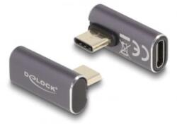 Delock USB Adapter 40 Gbps USB Type-C PD 3.0 100 W csatlakozódugóval - csatlakozóhüvellyel, elforgatott ívelt bal / jobb 8K 60 Hz fém (60048) (60048)