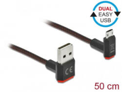 Delock EASY-USB 2.0 kábel A-típusú csatlakozódugó - EASY-USB Micro-B típusú csatlakozódugó, ívelt 0, 5m (85265)