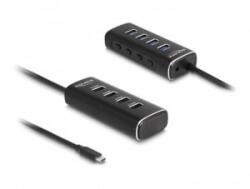 Delock 4 portos USB 10 Gbps hub USB Type-C , 60 cm hosszú kábellel és az egyes portokhoz tartozó kapcsolóval (64233) (64233)