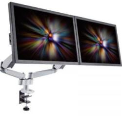 SpeaKa Professional 2-szeres monitortartó, asztalra szerelhető, gáznyomásos technika, Grommet- és C csíptetővel, 2 részes, Speaka Professional