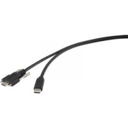 Renkforce USB 3.0 Csatlakozókábel [1x USB-C dugó - 1x USB-C dugó] 1.00 m Fekete Csavarozható