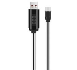 hoco. U29 adatátvitel kábel és töltő (USB - Type-C, gyorstöltés támogatás, 100cm, törésgátló, LED kijelző) FEHÉR (U29_TYPE-C_W) (U29_TYPE-C_W)