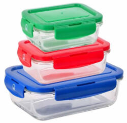 Benetton BE-0701-MT boroszilikát tároló edények fedővel 3db (BE-0701-MT)