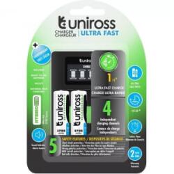 Uniross ULTRA processzoros AA/AAA gyorstöltő 4db 2700mAh AA akkumulátorral (UCU005A)