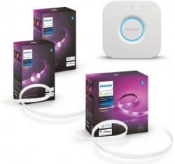 Philips Hue LightStrip Plus v4 LED szalag 2m + 2 db hosszabbító + Bridge (PHL23015set)
