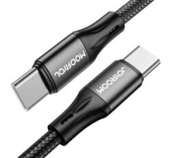JOYROOM adatkábel és töltő (Type-C - Type-C, 60W, PD gyorstöltés támogatás, törésgátló, 200cm, cipőfűző minta) FEKETE (S-2030N1-60) (S-2030N1-60)