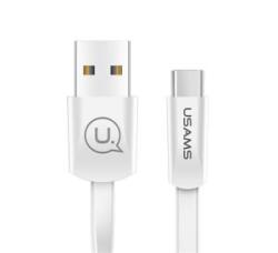 USAMS U2 adatkábel és töltő (USB - Type-C, gyorstöltés támogatás, 120cm, lapos kábel) FEHÉR (SJ200_W) (SJ200_W)