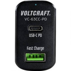 VOLTCRAFT VC-63CC-PD Személygépkocsi USB-s töltőkészülék Kimeneti áram (max. ) 3 A 2 x USB, USB-C alj USB Power Delivery (USB-PD)