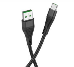 hoco. U53 adatkábel és töltő (USB - Type-C, gyorstöltés támogatás, cipőfűző minta, 120cm, törésgátló) FEKETE (U53_TYPE-C_B)