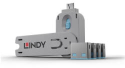 Lindy USB biztonsági dugó, és kulcs kék (4db dugó + kulcs) (40452)