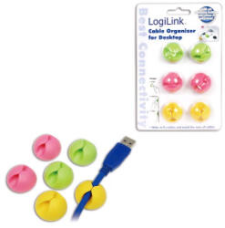 LogiLink öntapadós kábelrendező (6db) 3 szín (KAB0010) (KAB0010)
