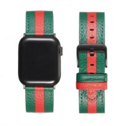XPRO Apple Watch bőr szíj sötétzöld-piros 42mm/44mm/45mm/49mm (128068) (xpro128068)