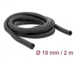 Delock Fonott kábelharisnya önzáródó 2 m x 19 mm fekete (18855) (18855)