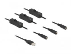 Delock USB-A apa 3 db. DC 5, 5 x 2, 1 mm anya csatlakozójú 1 m fekete (86798)