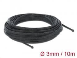 Delock Fonott kábelharisnya nyújtható 10 m x 3 mm fekete (18847) (18847)