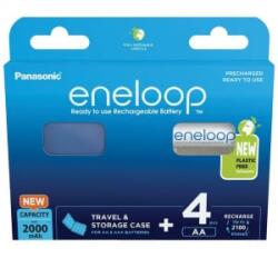 Panasonic Eneloop 1.2V AA 2000mAh akku (4db) + hordtok (BK-3MCDEC4BE) (BK-3MCDEC/4BE + case) - aqua