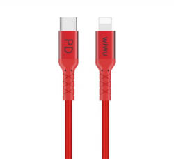 WIWU adatkábel és töltő (Type-C - lightning 8pin, PD gyorstöltés támogatás, 100cm, MFi engedélyes) PIROS (WP101_R)