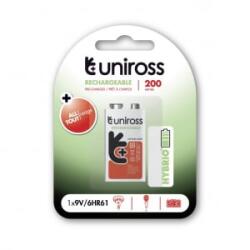 Uniross 9V 200mAh Ni-MH HYBRIO akkumulátor (UH19V200) (UH19V200) - aqua