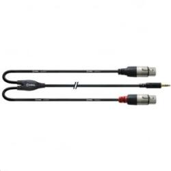 Cordial CFY 1, 8 WFF Y-adapter 3.5mm Jack apa -> 2x 3 pólusú XLR anya 1.8m