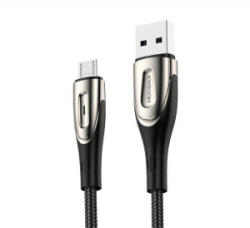 JOYROOM SHARP adatkábel és töltő (USB - microUSB, gyorstöltés támogatás, 120cm, nylon, törésgátló, cipőfűző) FEKETE (S-M411_B_MICROUSB120) - aqua