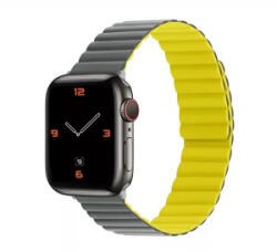 Phoner Rever Apple Watch forgatható mágneses szilikon szíj 41/40/38mm S/M szürke/sárga (72506) (PH72506)
