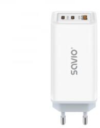 SAVIO LA-07 hálózati gyorstöltő USB-A+C 65W fehér (LA-07)