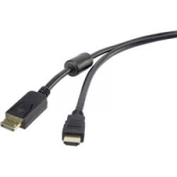 Renkforce DisplayPort/HDMI kábel, 1x DisplayPort dugó - 1x HDMI dugó, 1 m, fekete, Renkforce