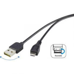 Renkforce USB 2.0 A/Micro-B csatlakozókábel 1, 8 m, megfordítható dugóval - aqua