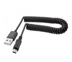 Gigapack Adatkábel és töltő (USB - miniUSB adapter, spirálkábel 38-100cm) FEKETE