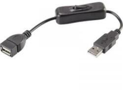 Renkforce USB hosszabbítókábel kapcsolóval, 1x USB 2.0 dugó A - 1x USB 2.0 alj A, 0, 25 m, fekete, aranyozott, Renkforce