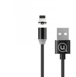 USAMS SJ292USB01 mágneses Lightning töltőkábel fekete (1299126) (SJ292USB01)