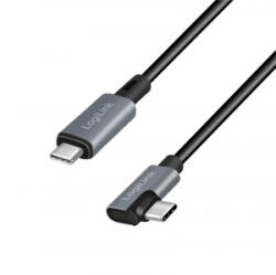 LogiLink USB-C - USB-C (derékszögben hajlított) kábel 3m fekete-szürke (CU0184)