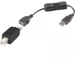 Renkforce USB 2.0 Csatlakozókábel [1x USB 2.0 dugó, A típus - 1x USB 2.0 dugó, B típus] 25.00 cm Fekete Be-/kikapcsolóval, Aranyozatt