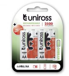 Uniross AA/ceruza 1, 2V 2500mAh Ni-MH HYBRIO akkumulátor 4db/bliszter (UH4AA2500) (UH4AA2500) - aqua