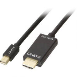 Lindy Kijelző csatlakozó / HDMI Csatlakozókábel [1x Mini DisplayPort dugó - 1x HDMI dugó] 2.00 m Fekete