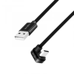 LogiLink USB-A - USB-C (U-alakban hajlított) kábel 3m fekete (CU0195)