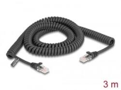 Delock RJ45 tekercselt kábel apa - apa Cat. 5e 3 m fekete (87994)