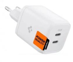 Spigen PE2106EU POWERARC hálózati töltő 2xUSB-C aljzat (5V/3A, 65W, GaN, PD gyorstöltő) fehér (ACH03720)
