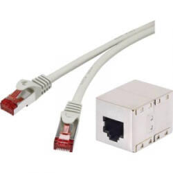 Renkforce RJ45 Hálózat Hosszabbítókábel CAT 6A S/FTP 1.00 m Szürke Védővel, Lángálló Renkforce