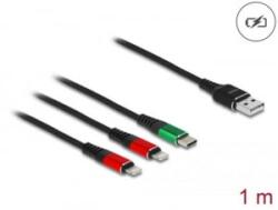 Delock USB töltő kábel 3 az 1 A-típusú apa 2 x Lightning - eUSB Type-C 1m (86821)