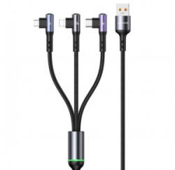 USAMS SJ561USB01 Micro USB + Lightning + USB-C töltő- és adatkábel 1.2m fekete (SJ561USB01)