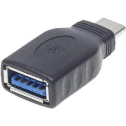 Manhattan USB 3.1 Átalakító [1x USB 3.1 dugó, C típus - 1x USB 3.1 alj, A típus] Adapter USB-C Stecker auf USB A Buchse USB 3.1, Gen 1 5 Gbps