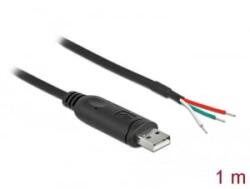 Delock USB-A és soros RS-232 közötti 3 nyitott vezetékkel 1 m adapterkábel (62930) (62930)