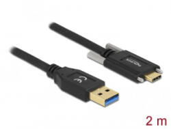 Delock SuperSpeed USB (USB 3.2 Gen 2) kábel A-típusú apa csatlakozó - USB Type-C apa csatlakozó csavarokkal az oldalain, 2m (84019)