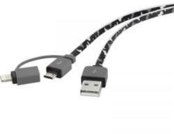Renkforce USB 2.0 Csatlakozókábel [1x USB 2.0 dugó, A típus - 1x USB 2.0 dugó, mikro B típus, Apple Dock dugó Lightning] 20.00 cm Terepszínű