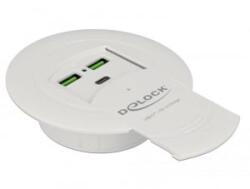 Delock asztalba építhető 3 portos USB töltő fehér (64065) (64065)